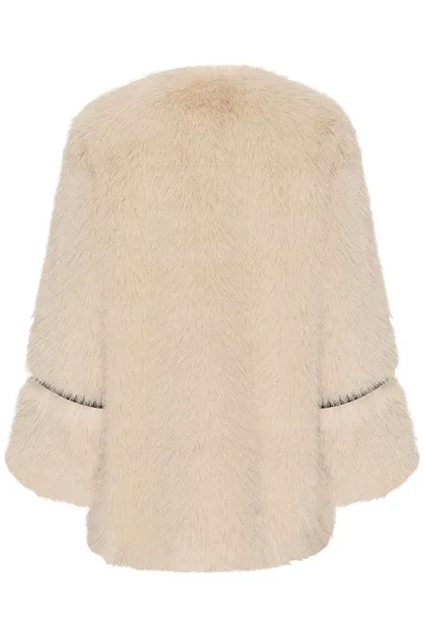 Karen By Simonsen Pearly Faux Fur Coat in Silver Cloud