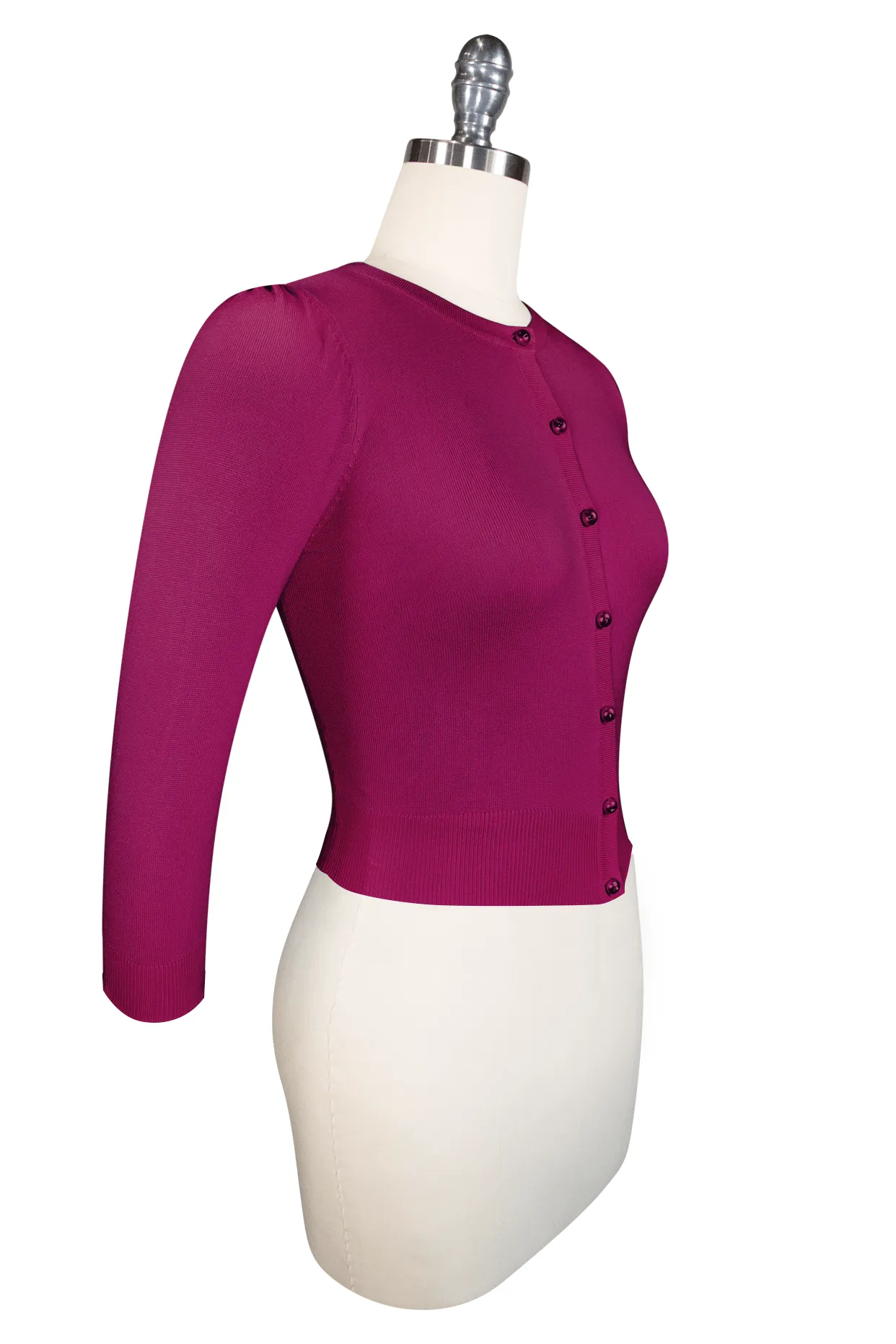 Le Jardin 3/4 Sleeve Cardigan (Fuchsia)