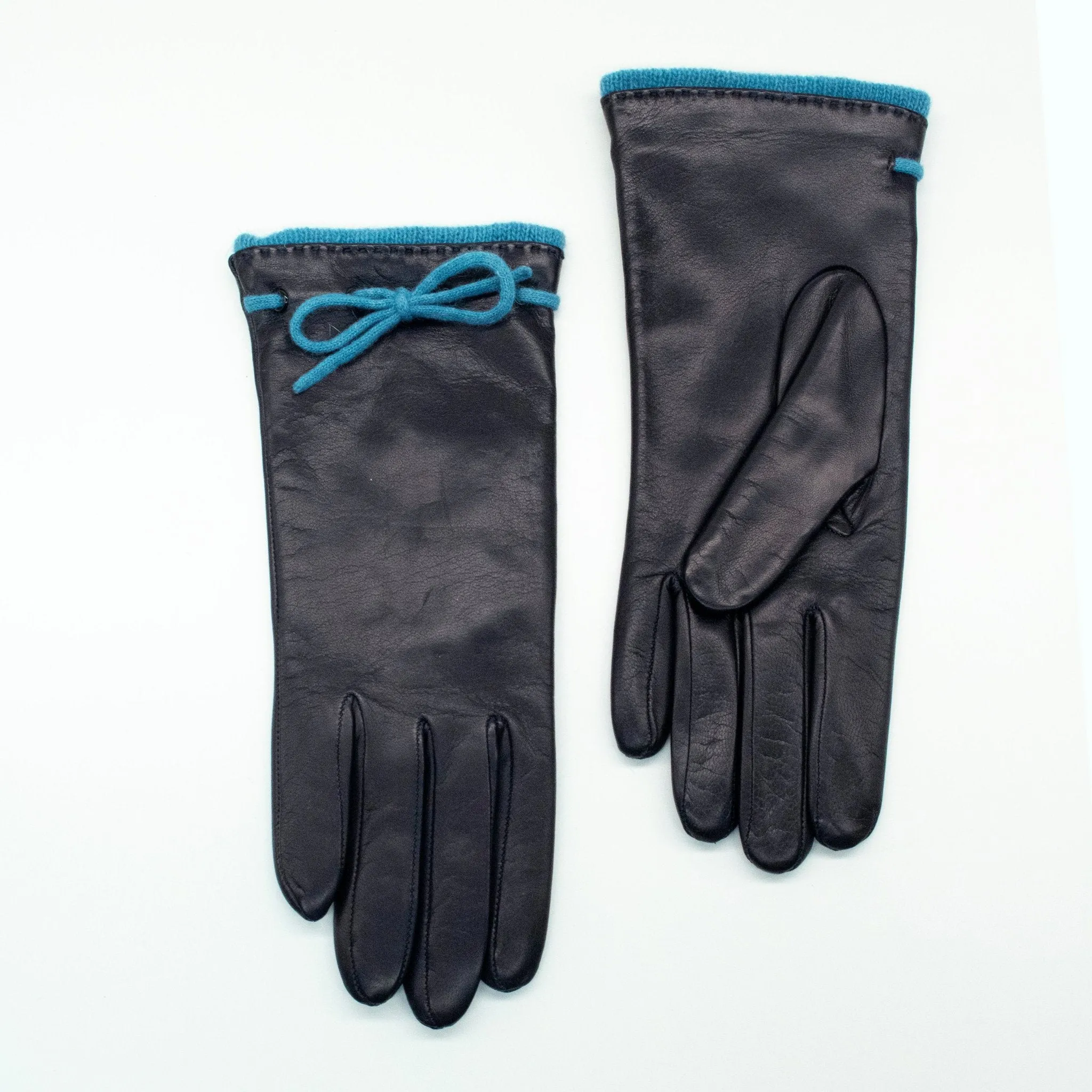 LEATHER GLOVES WITH BOW