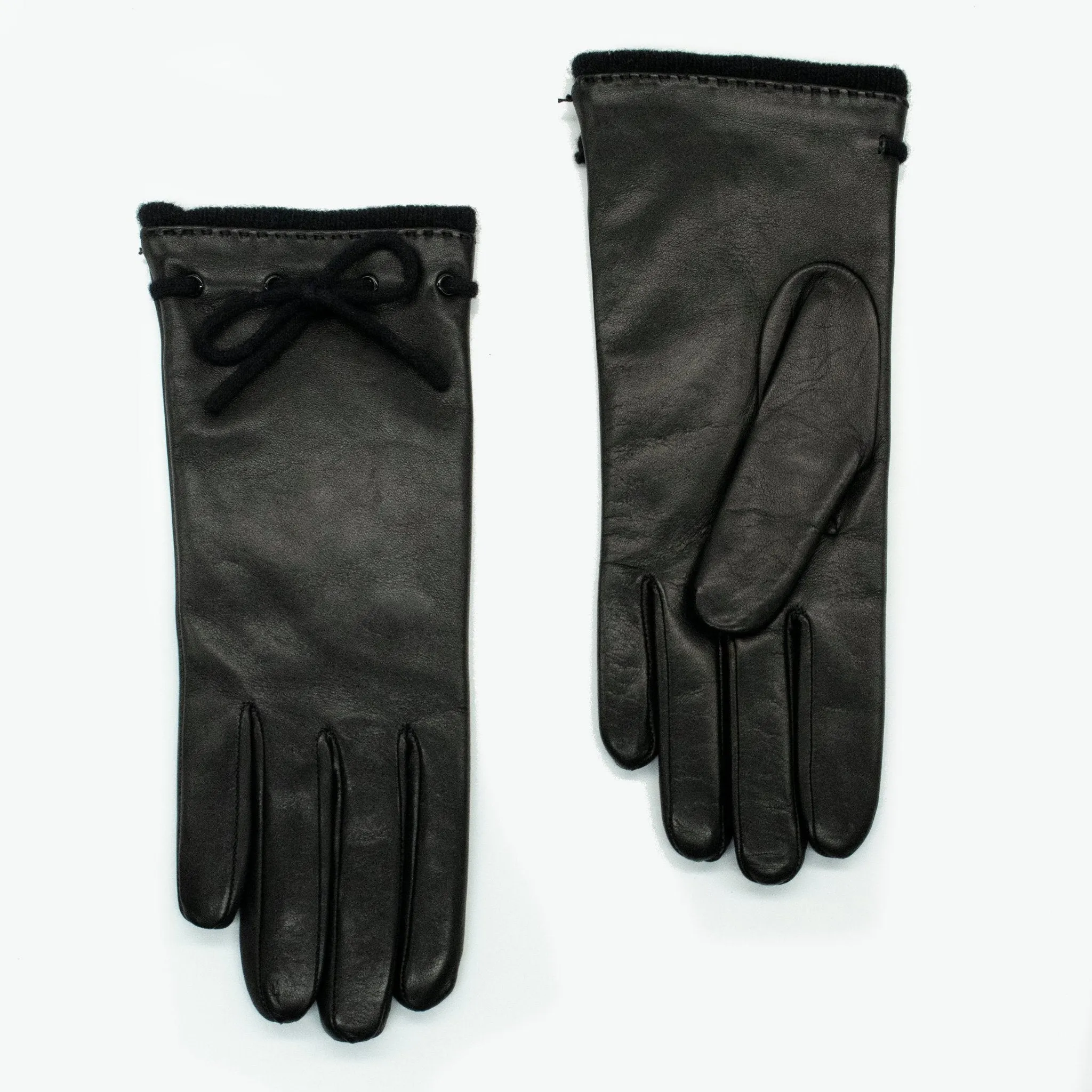 LEATHER GLOVES WITH BOW