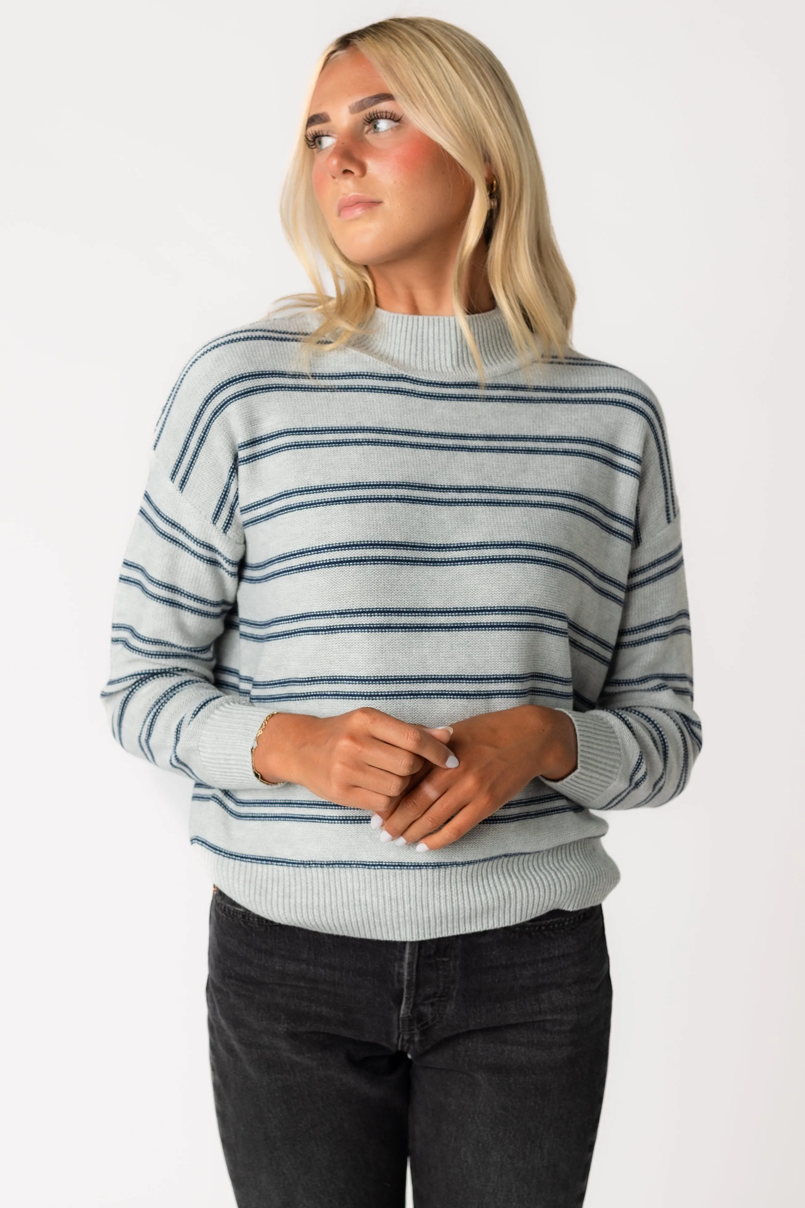 Lenni Mock Neck Ribbed Sweater