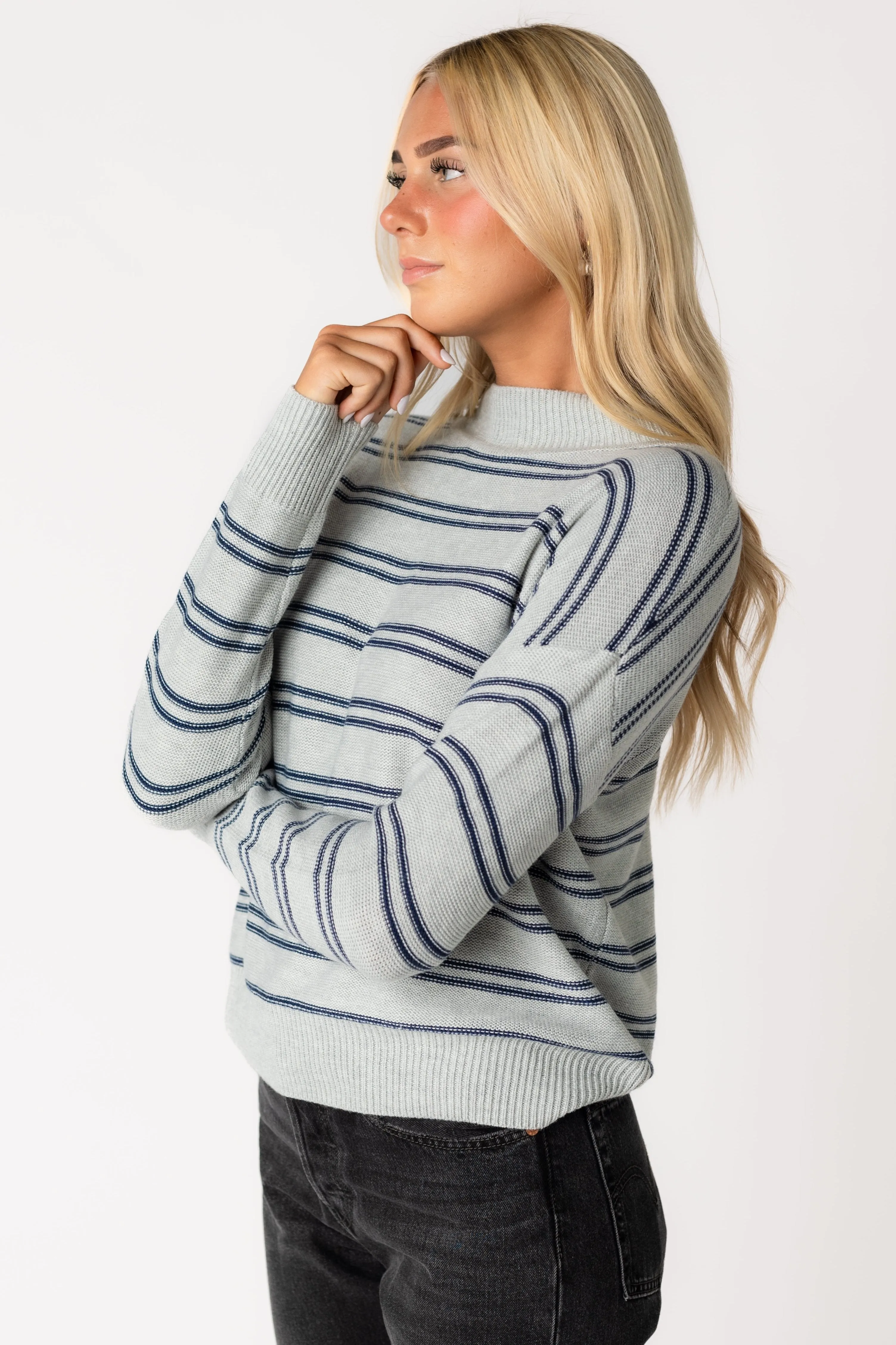 Lenni Mock Neck Ribbed Sweater