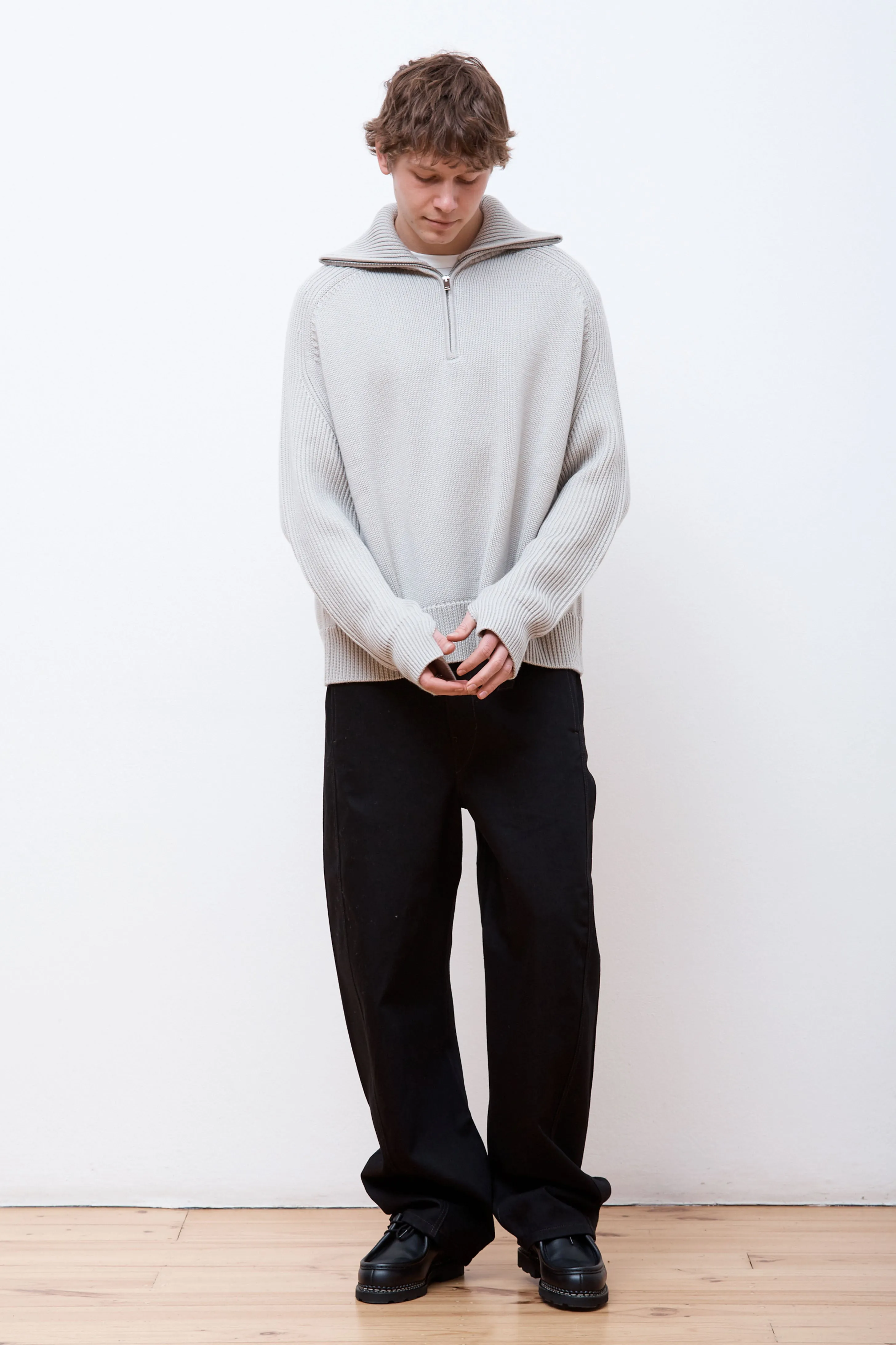 Level Half Zip Knit Pebble