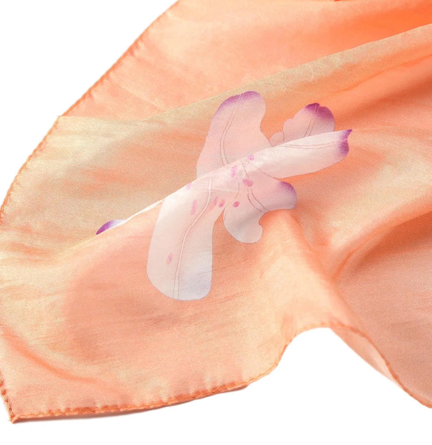 Long Silk Chiffon Scarf Orange Theme Floral Print SCH313