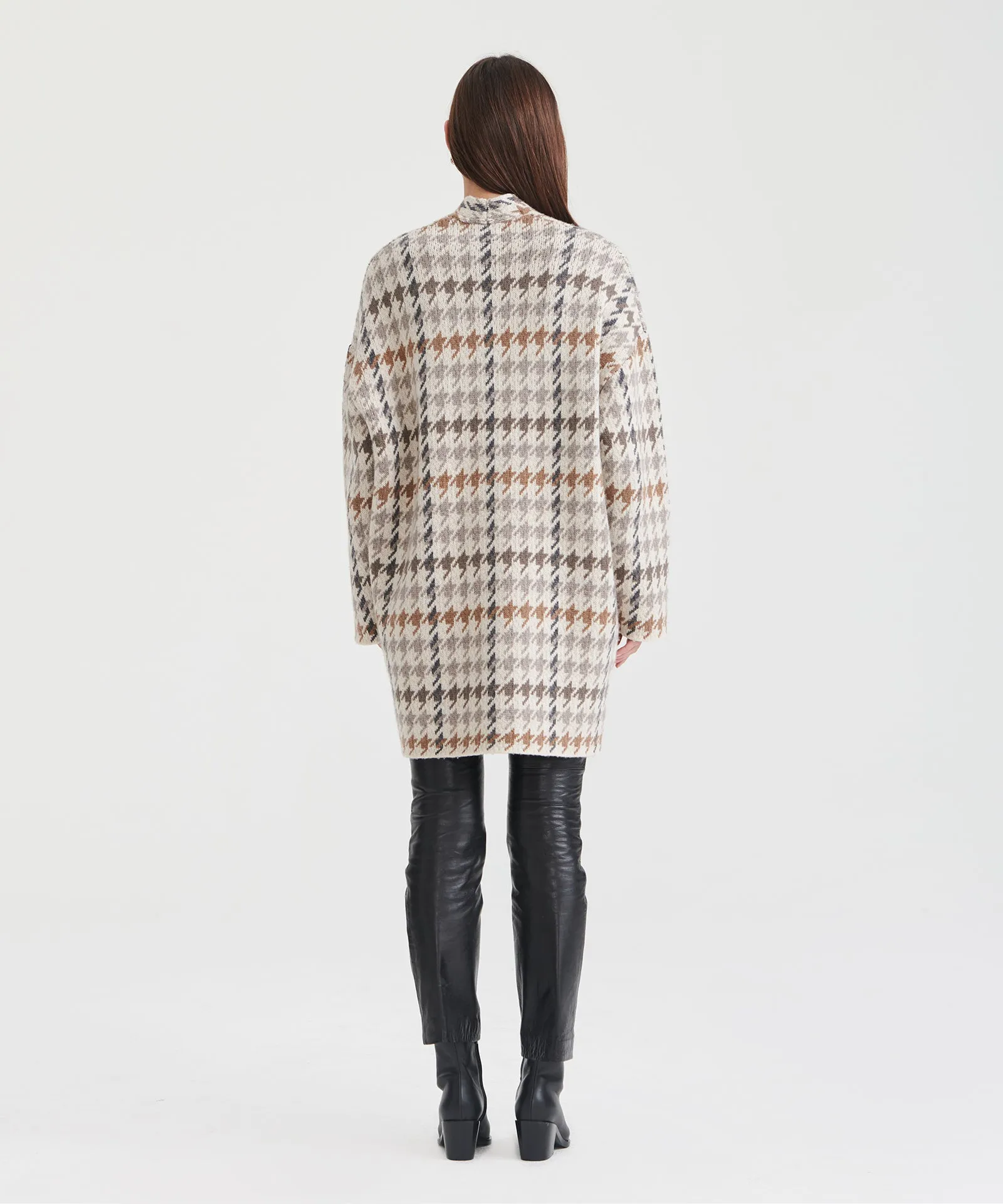 Luxe Houndstooth Jacquard Coat