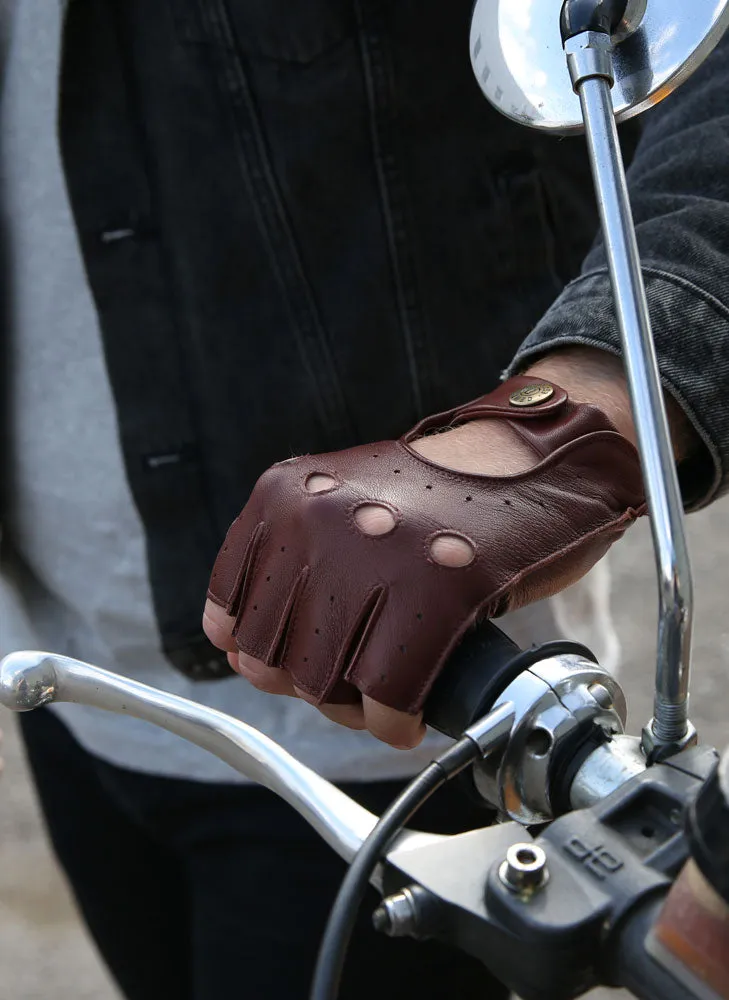 Men's Fingerless Leather Driving Gloves