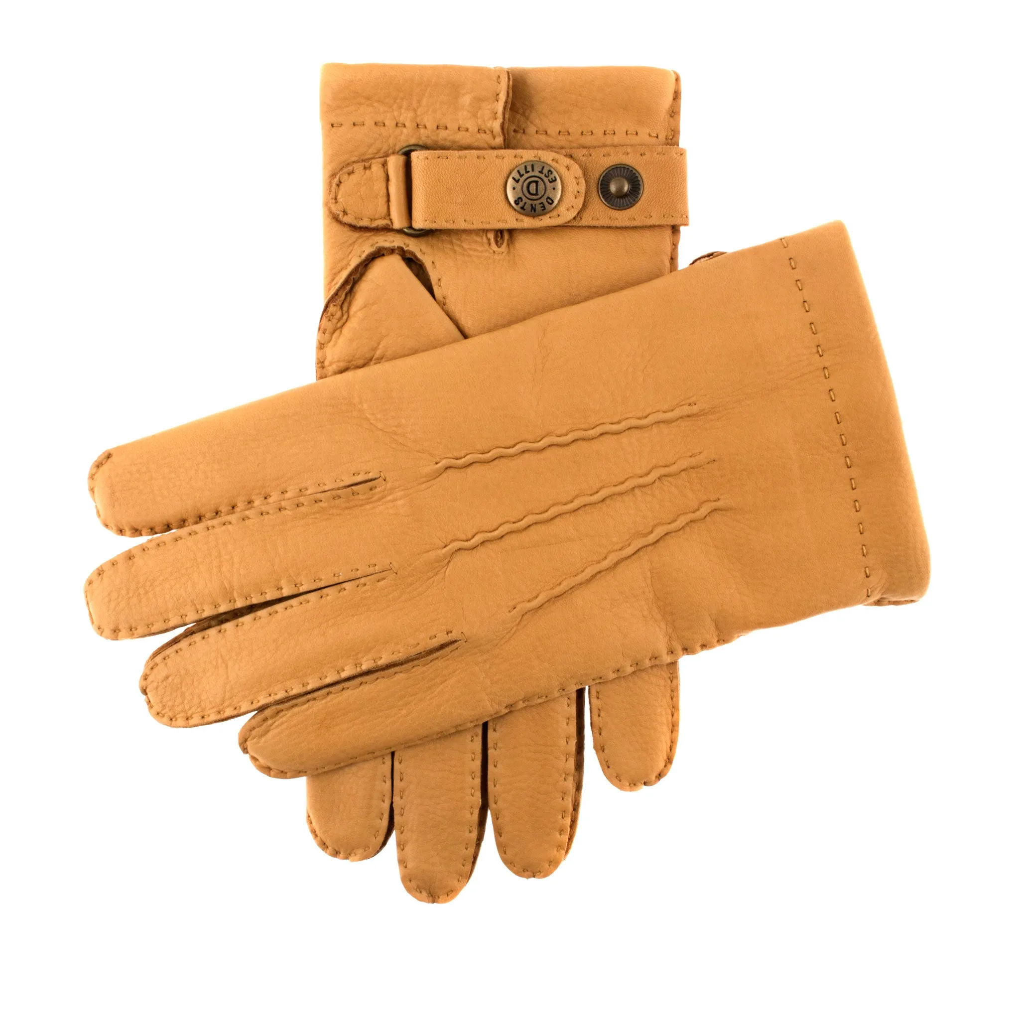 Men's Handsewn Three-Point Cashmere-Lined Deerskin Leather Gloves