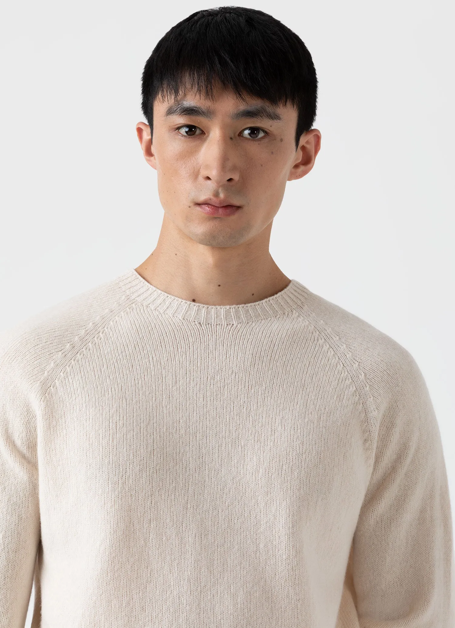 Men's Lambswool Crew Neck Jumper in Ecru