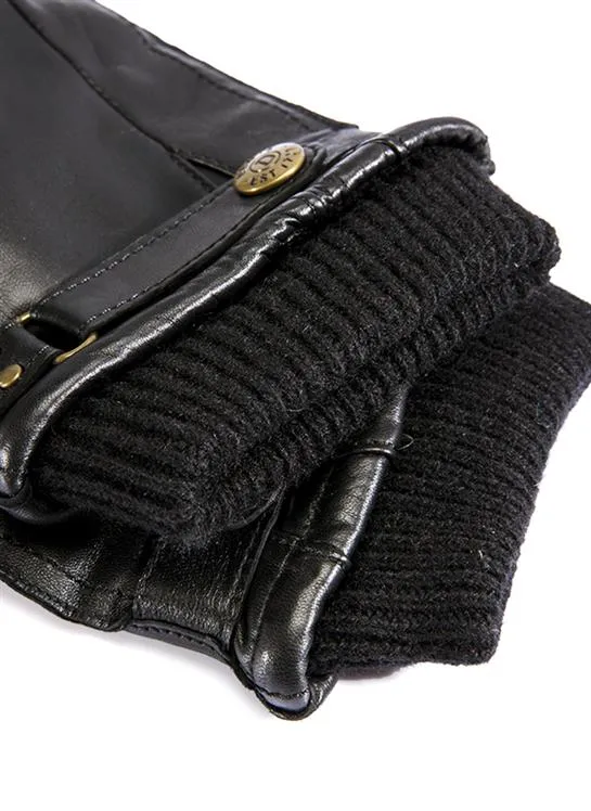 Men's Wool Blend-Lined Leather Gloves with Knitted Cuffs