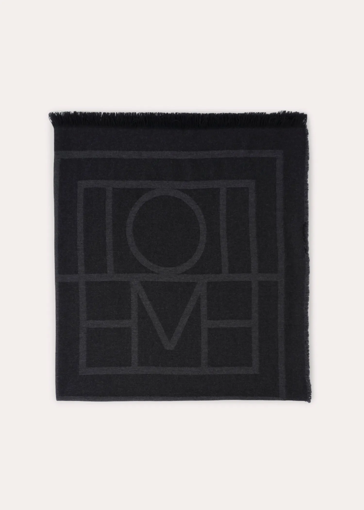 Monogram wool cashmere scarf dark grey