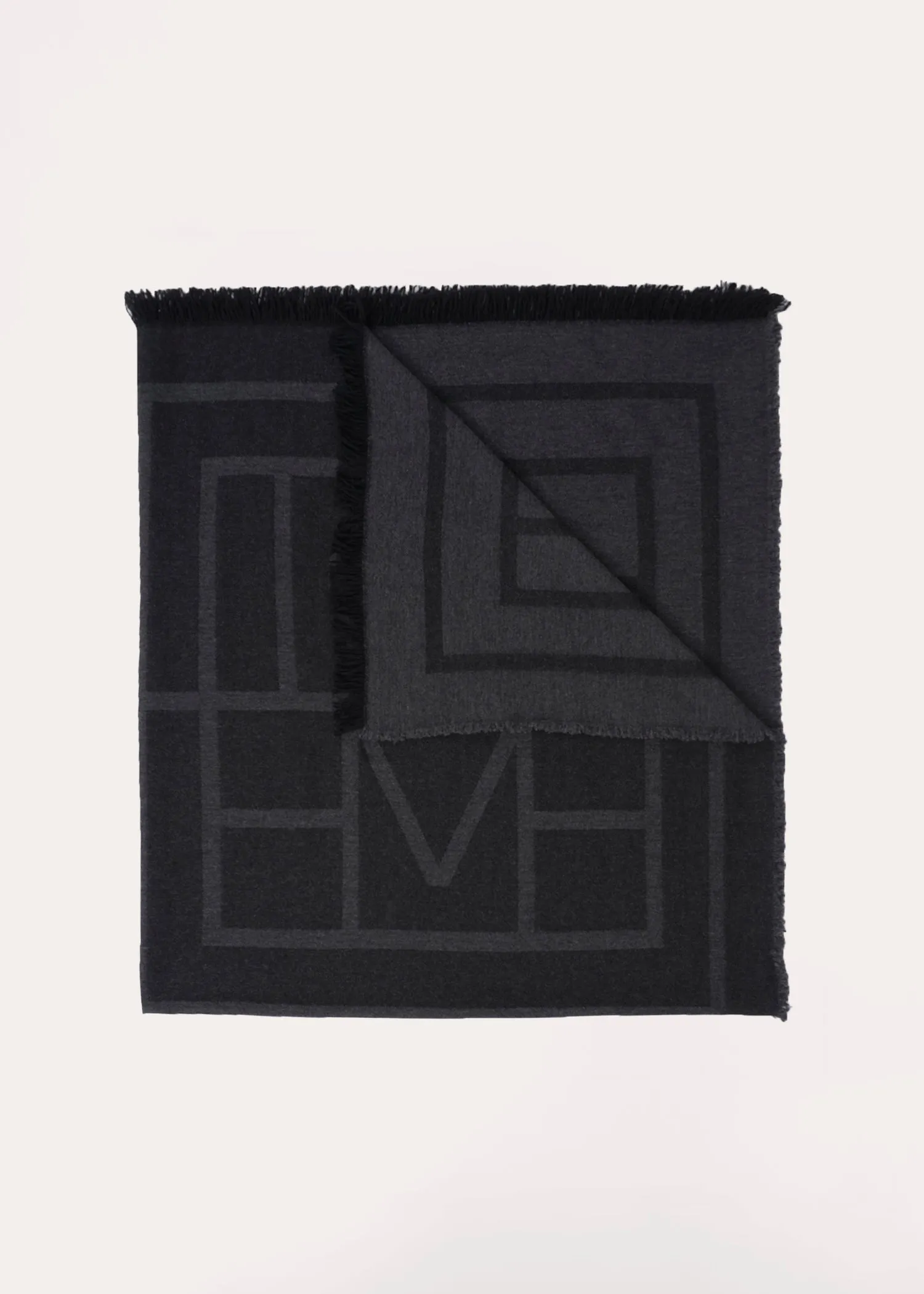 Monogram wool cashmere scarf dark grey