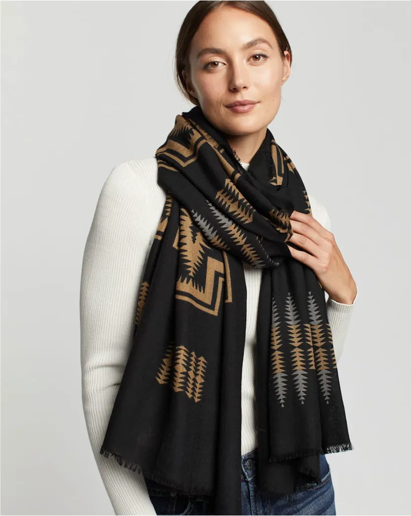 Oversized Featherweight Wool Scarf<br>Harding Black