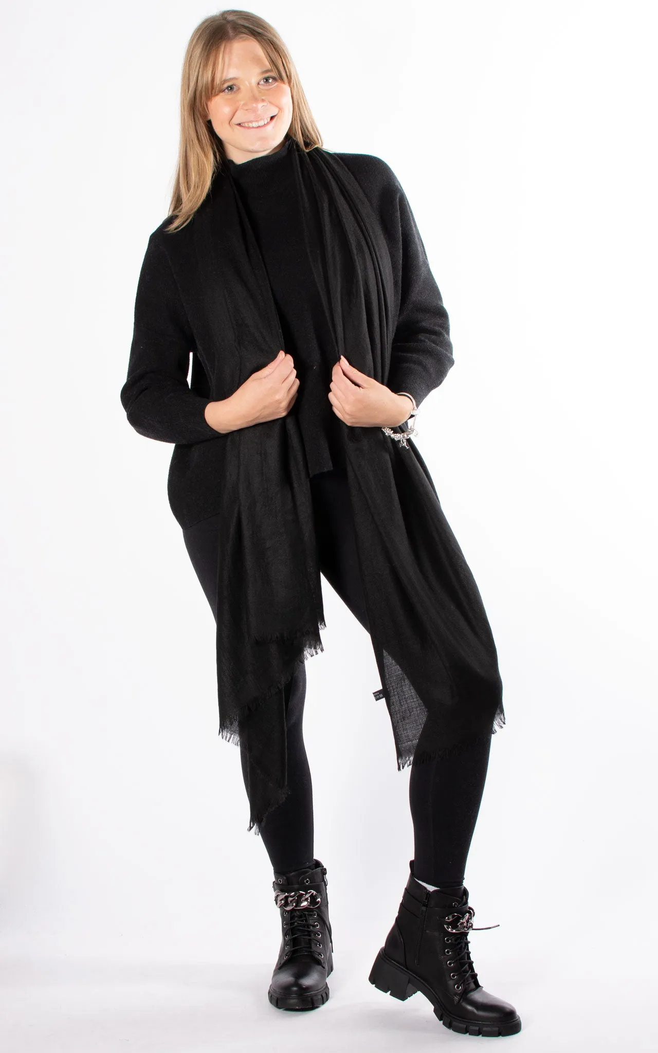 Oversized Pashmina Shawl Wrap Scarf - Black