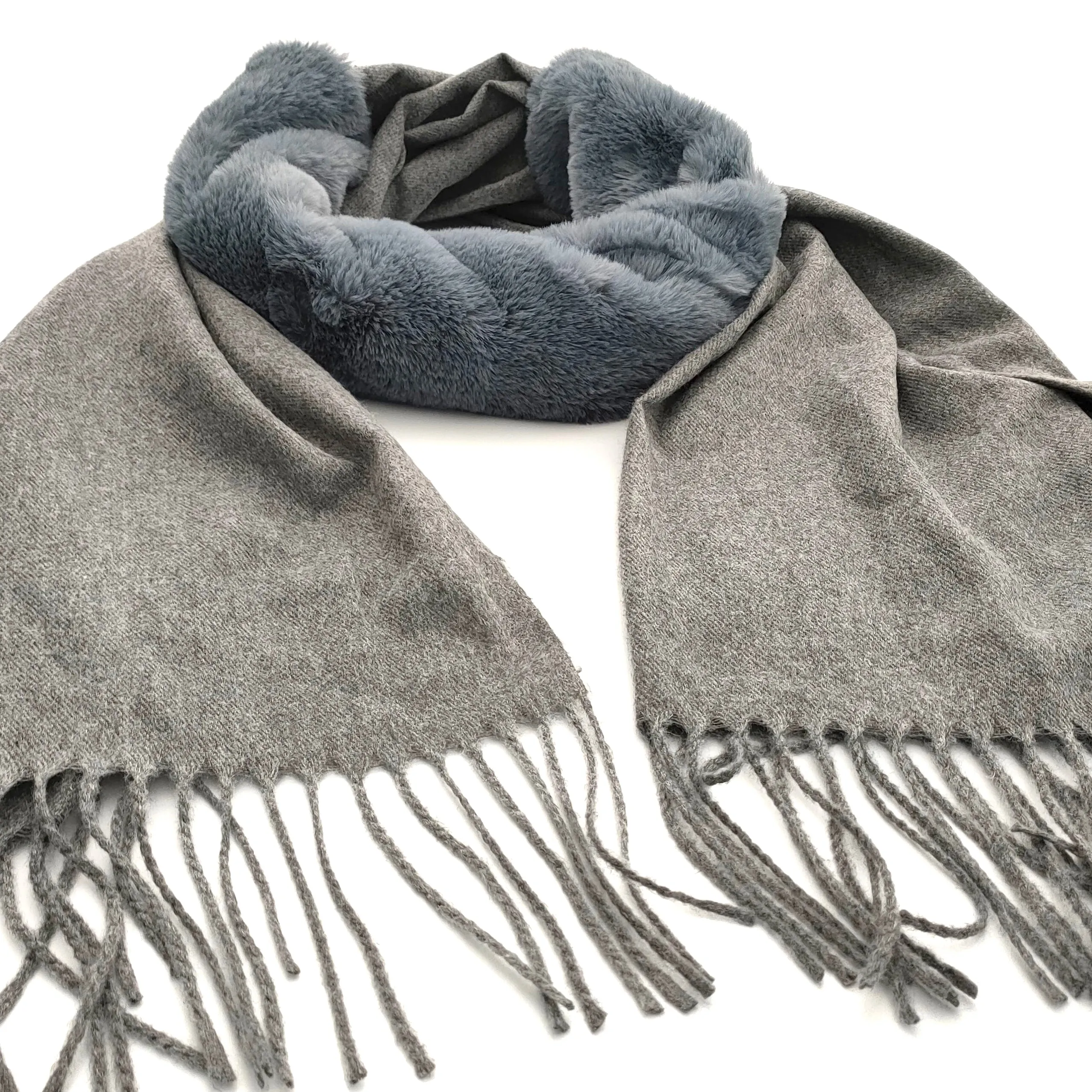 Pashmina Style Scarf with a Removable Faux Fur Tube Lining