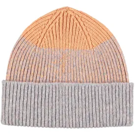 Peach & Concrete Marl Ribbed Lambswool Unisex Beanie