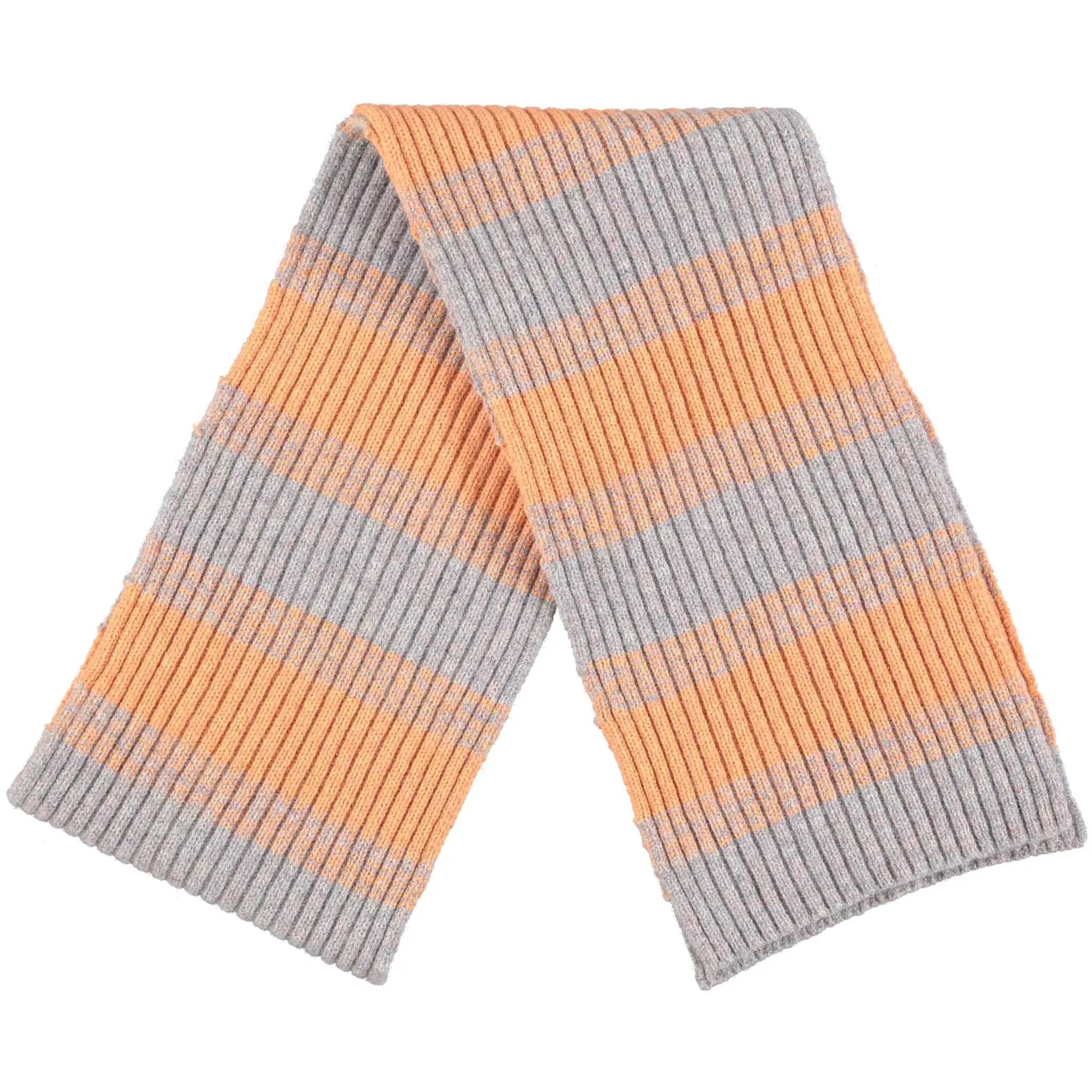 Peach & Concrete Marl Stripe Lambswool Scarf