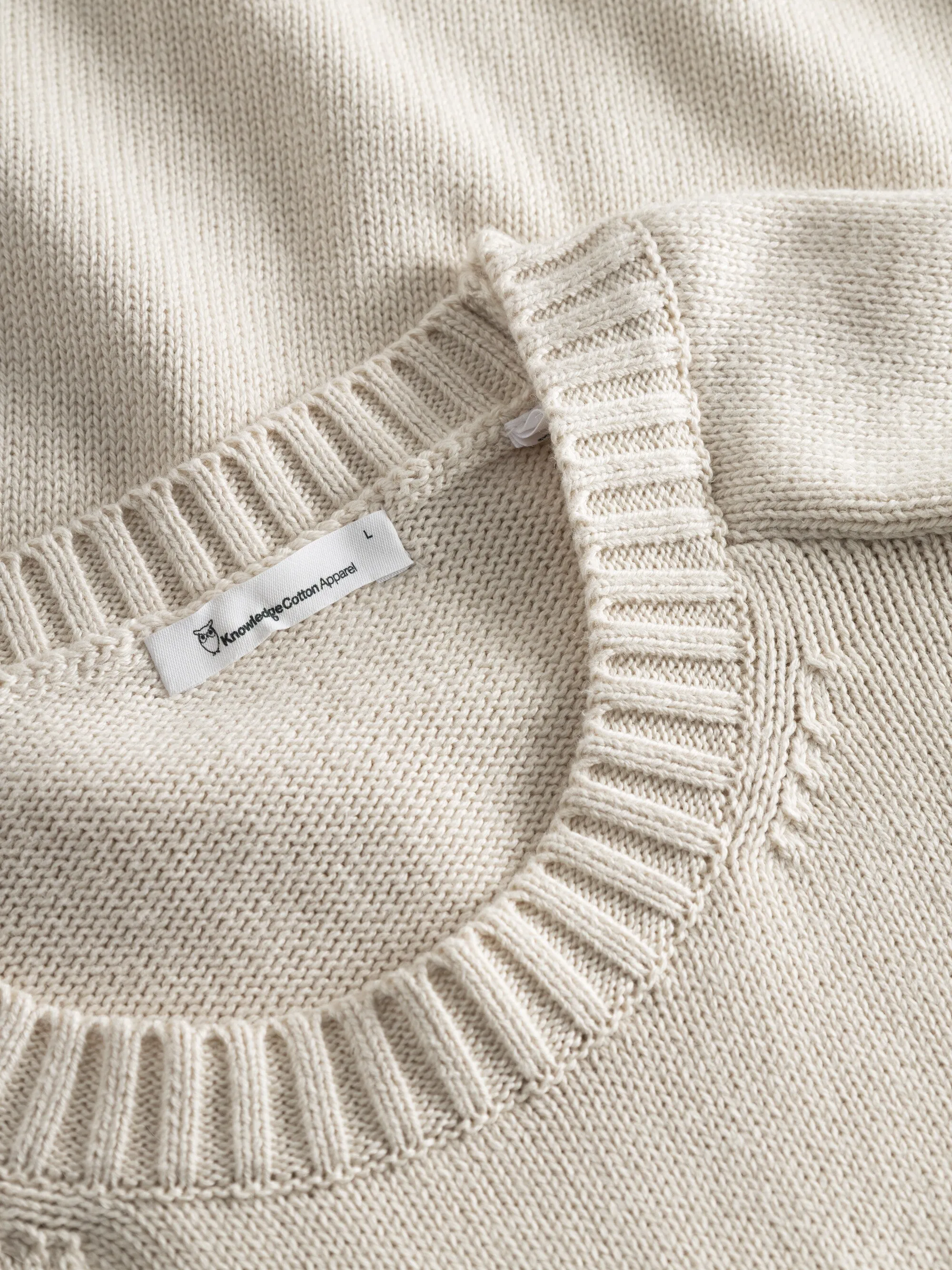 Plain knitted crew neck - Buttercream