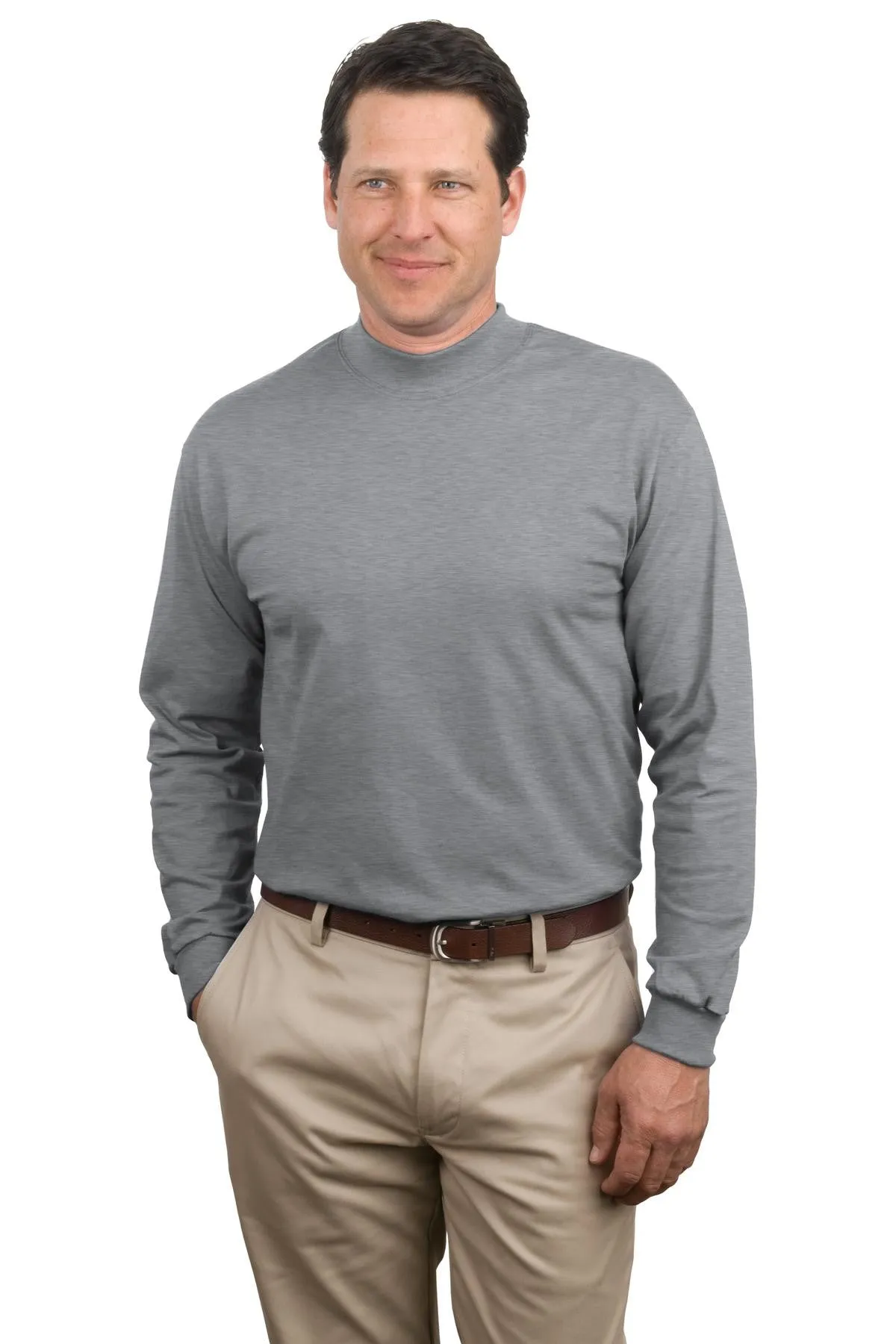 Port & Company Long Sleeve Mock Turtleneck Tee Shirt