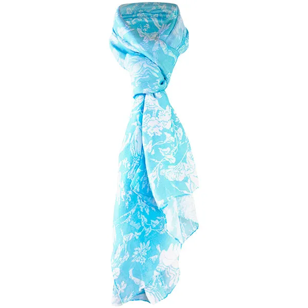 Printed Modal Cashmere Scarf in Turquoise Provencal