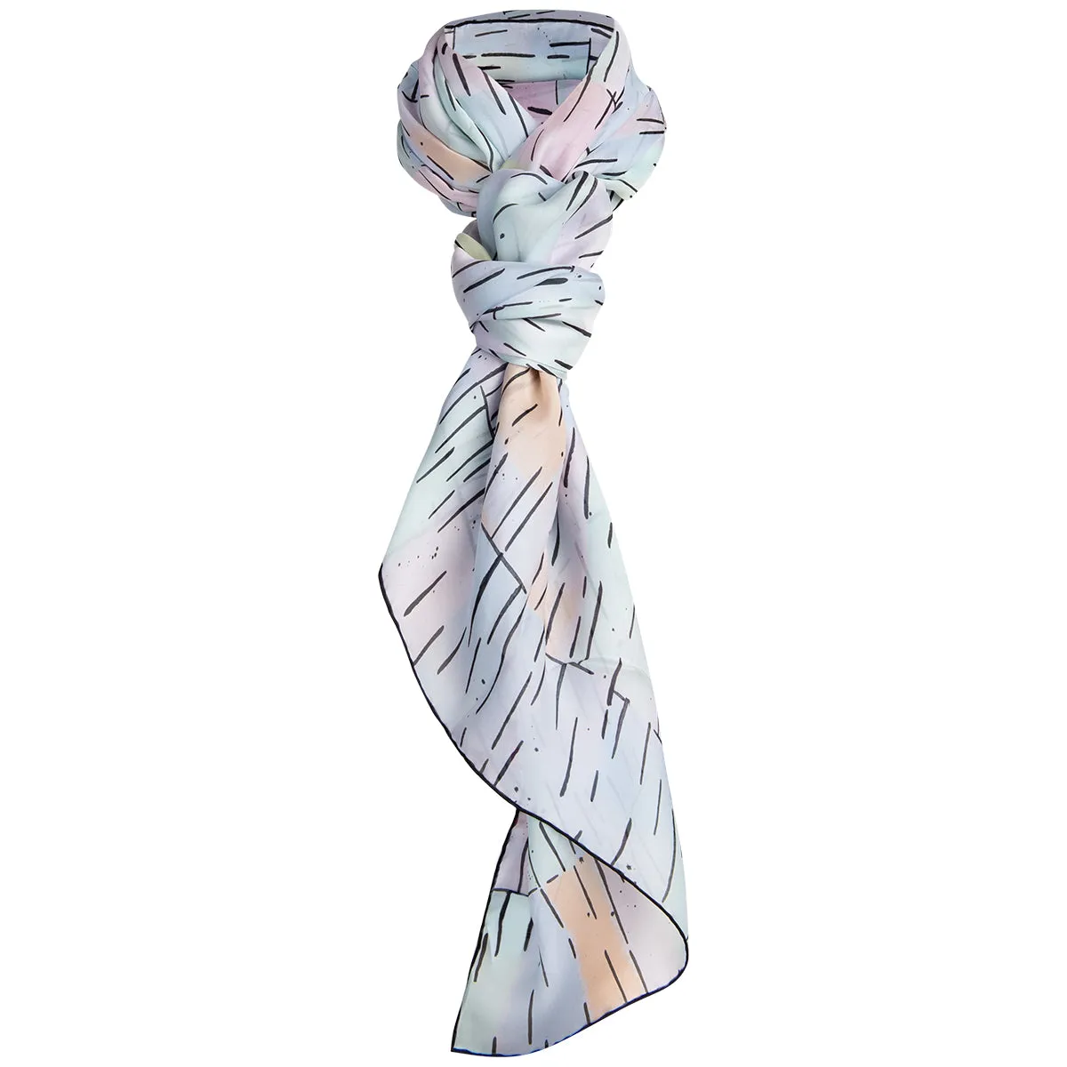 Printed Silk Scarf in Pastel Maze