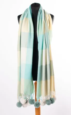 Scarf | Pom Pom Pastel | Green & Cream