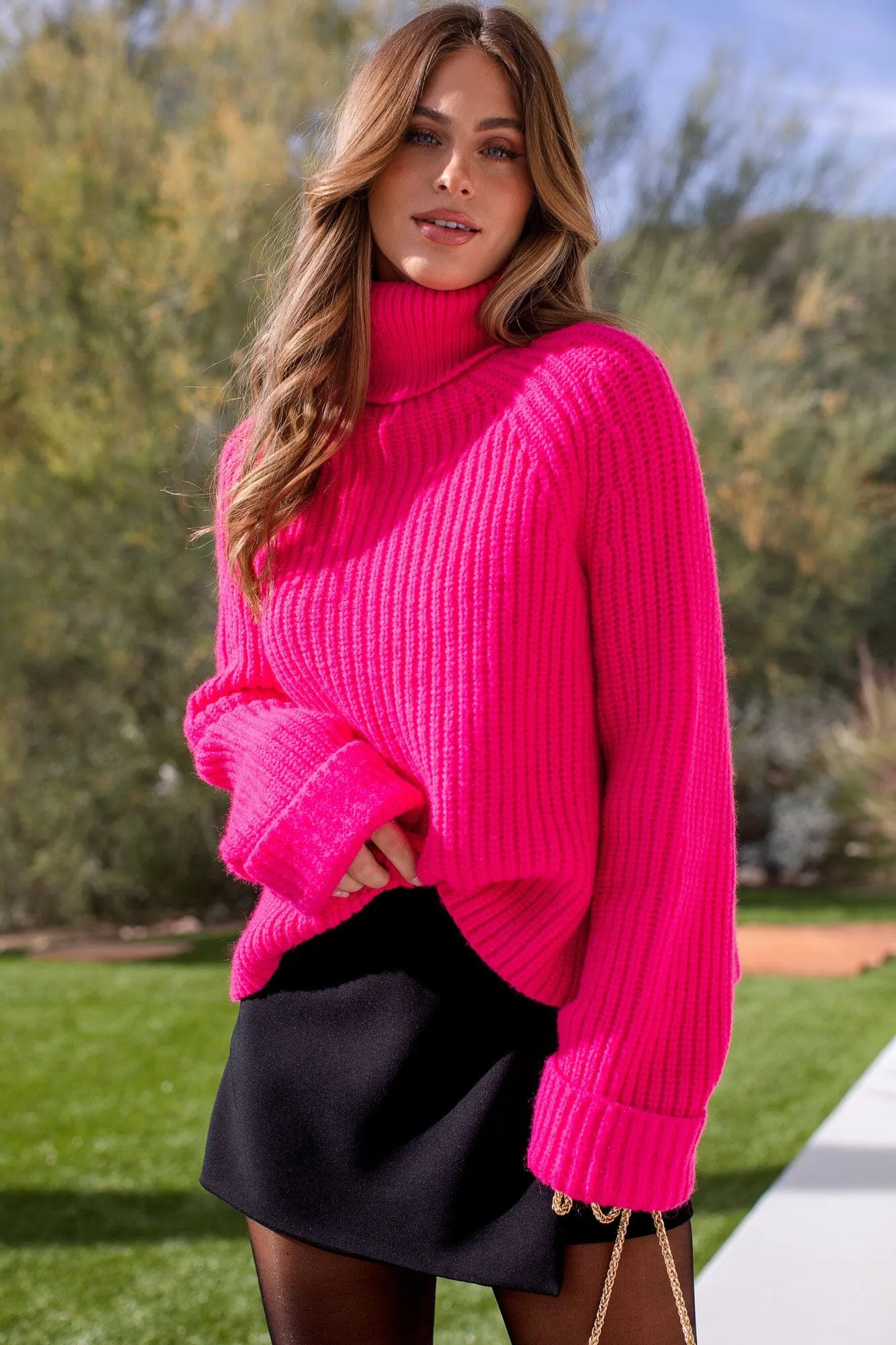 Skyler Pink Turtleneck Sweater