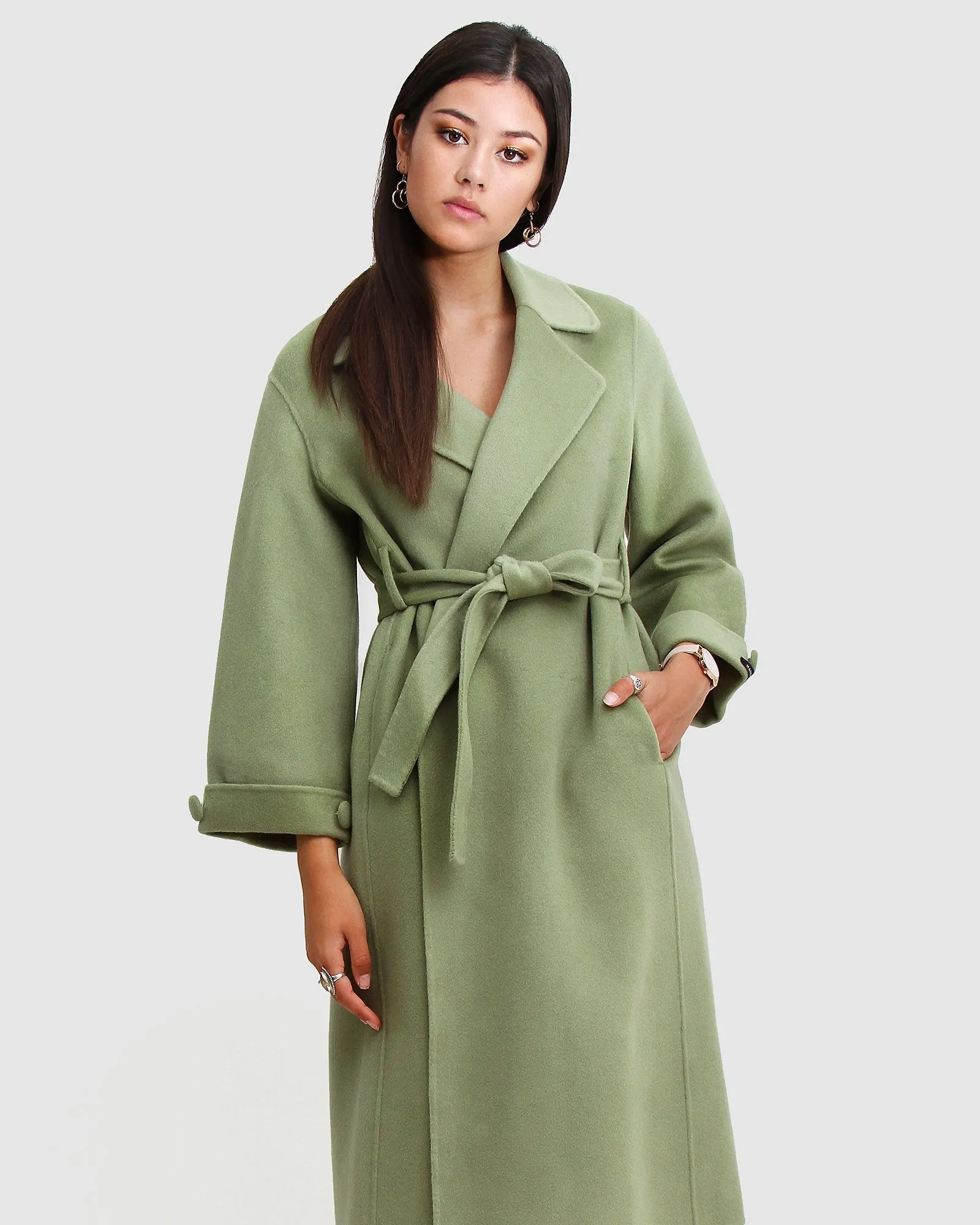 Stay Wild Oversized Wool Coat - Grass