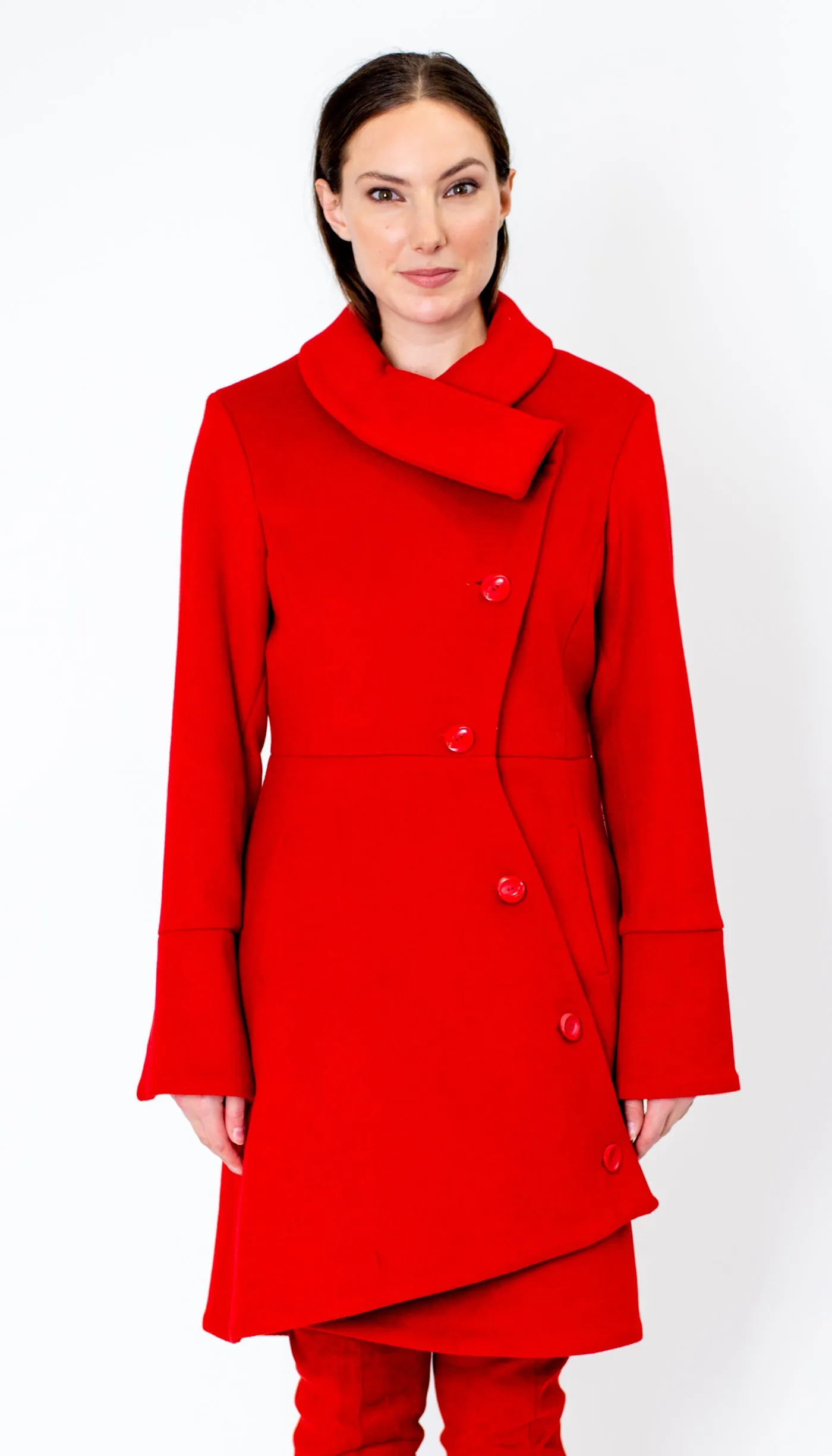 Swerve Coat  / Wool/Nylon/Cashmere /  Pomodoro Red