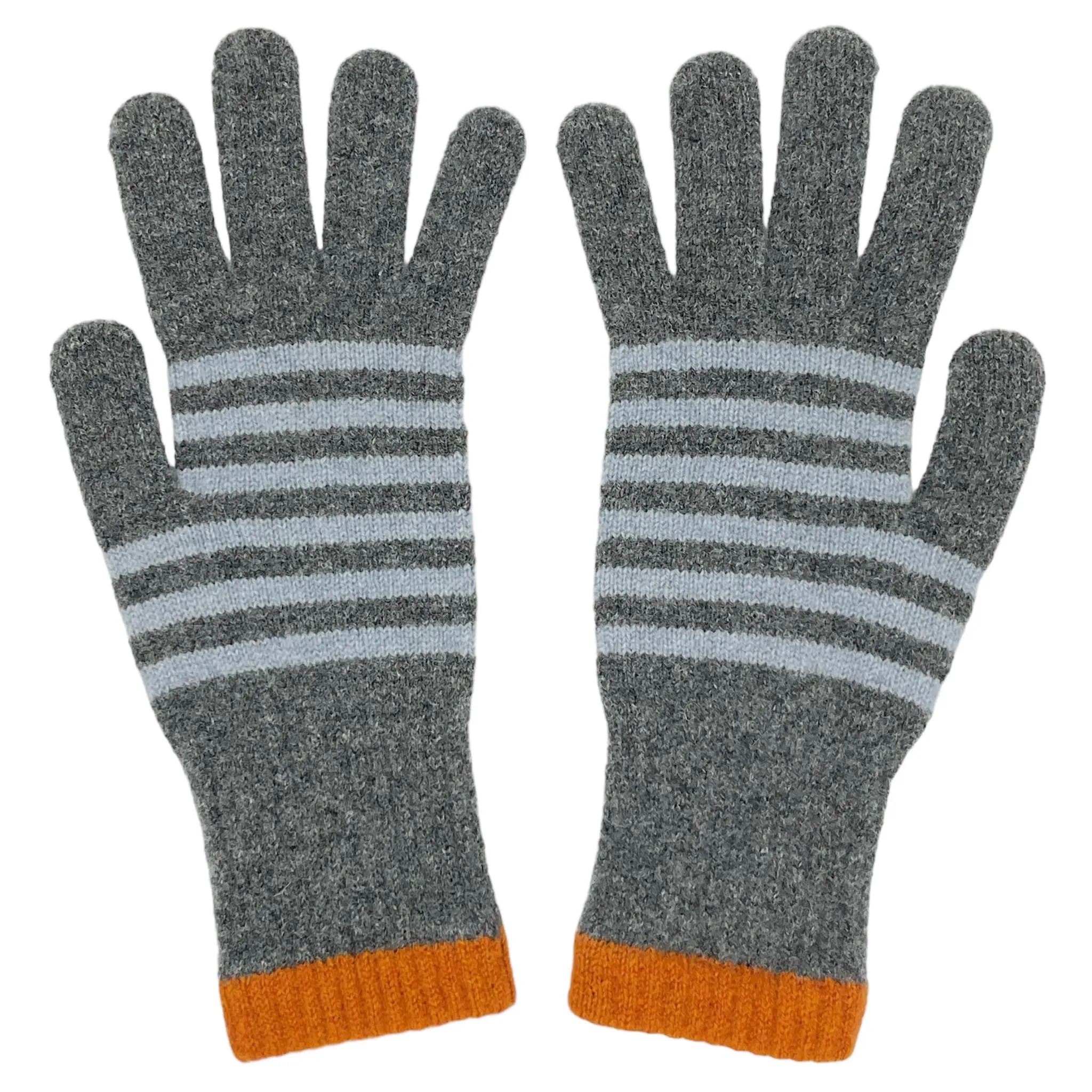 Women's Grey Stripe Lambswool Gloves