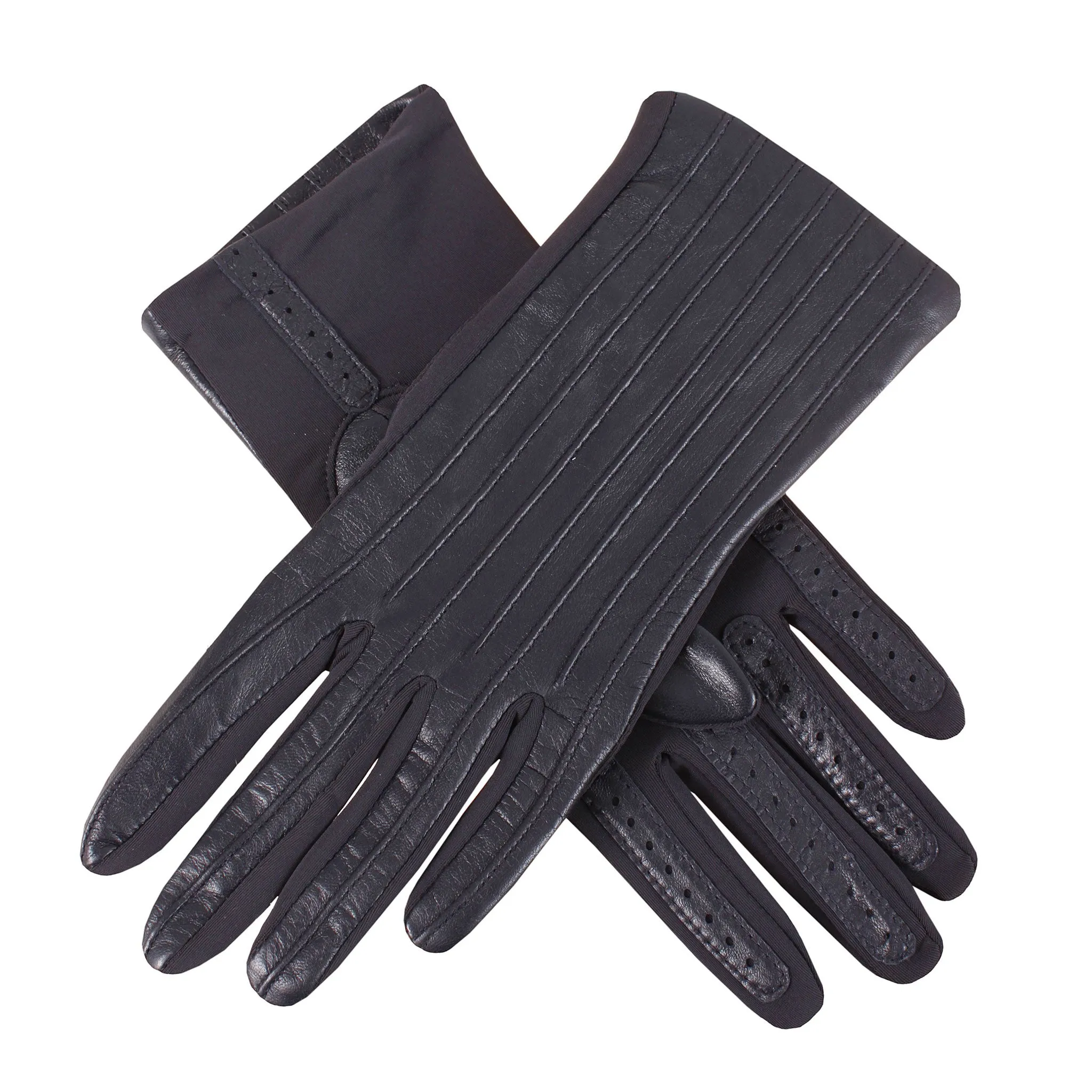 Women's Half Silk-Lined Leather and Elastane Gloves