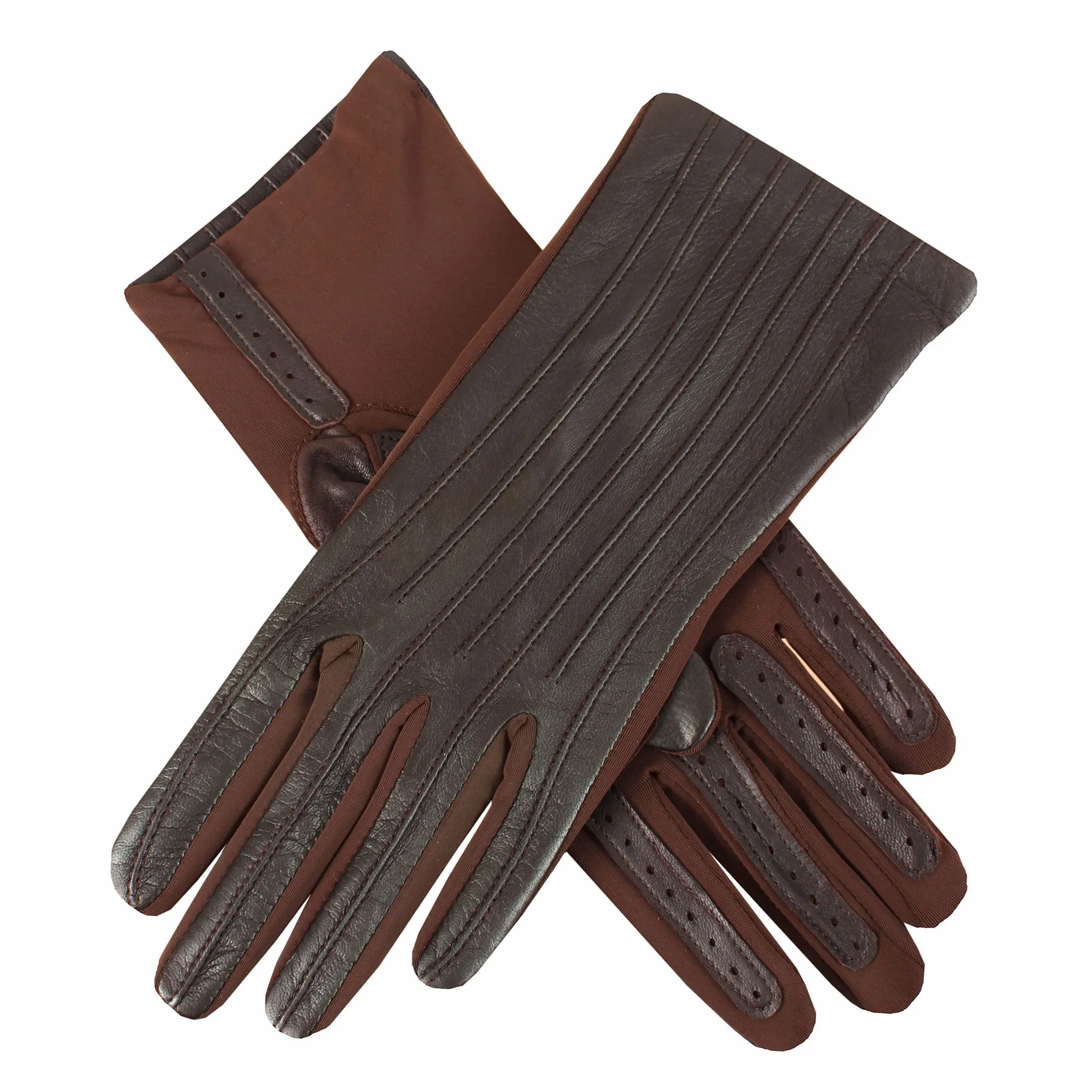 Women's Half Silk-Lined Leather and Elastane Gloves