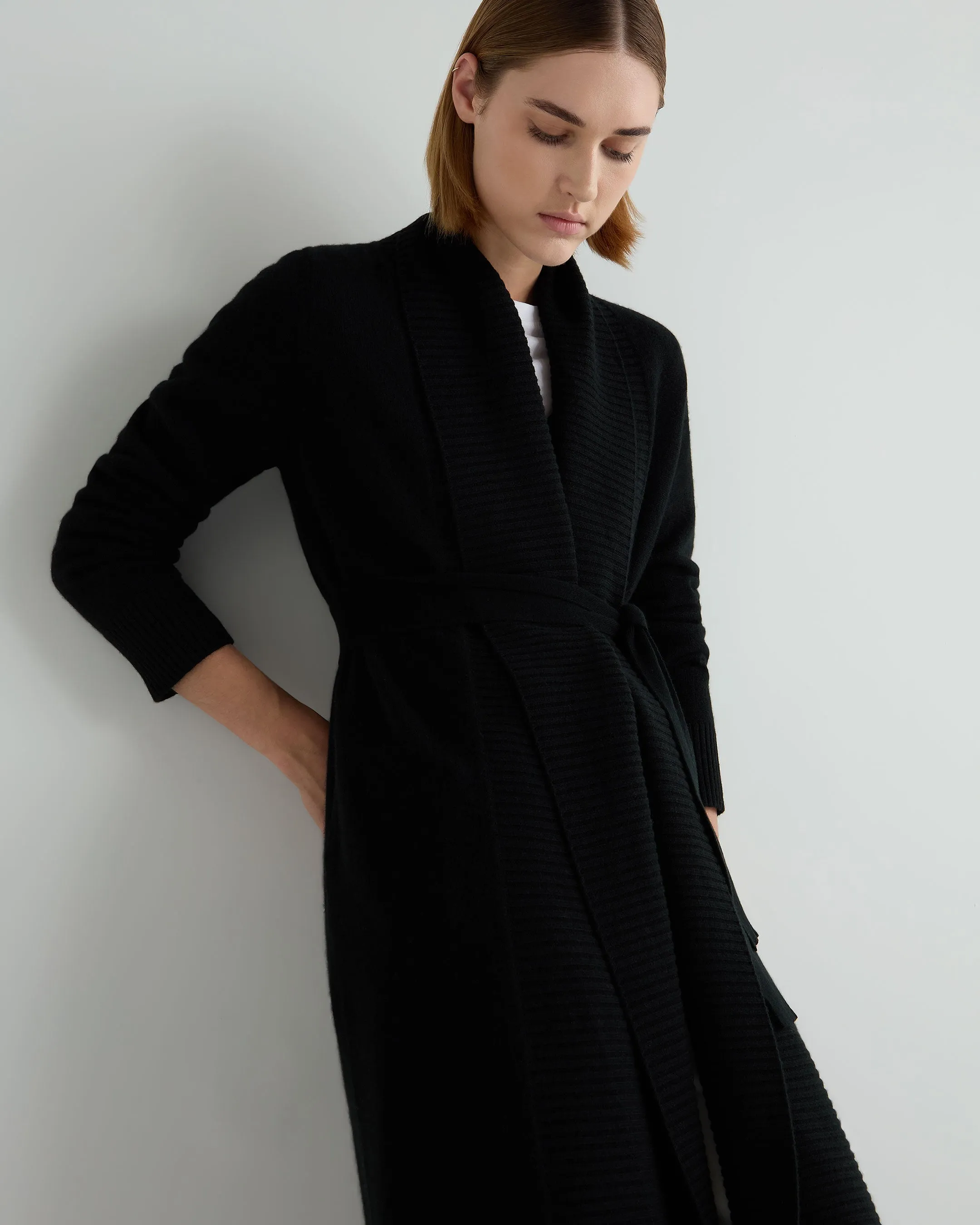 Women's Longline Cashmere Cardigan Black