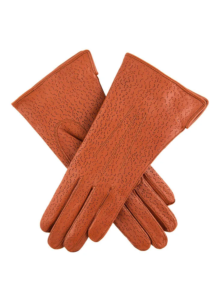 Women's Three-Point Lined Imitation Peccary Leather Gloves