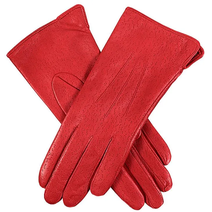 Women's Three-Point Lined Imitation Peccary Leather Gloves