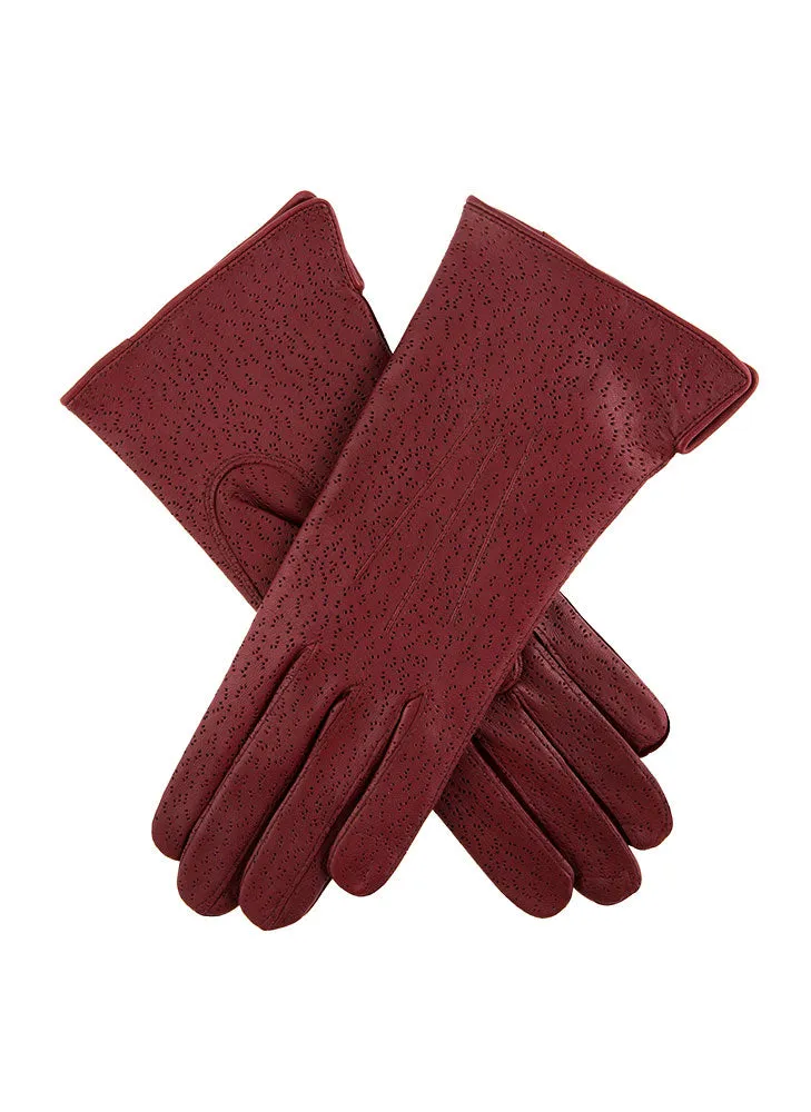 Women's Three-Point Lined Imitation Peccary Leather Gloves