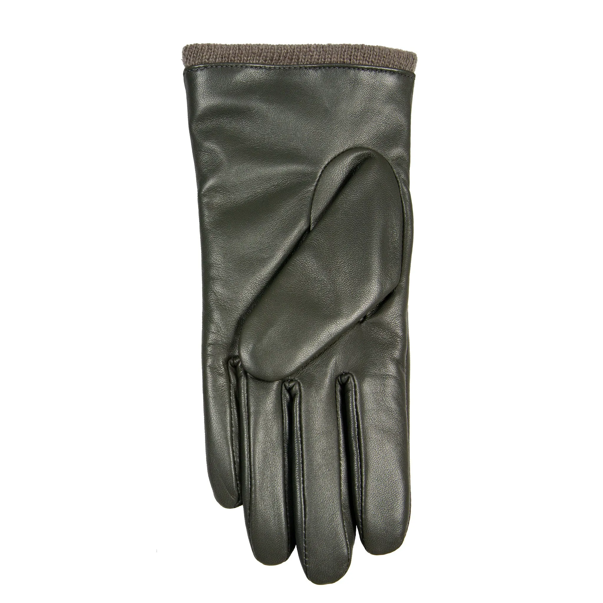 Women’s Three-Point Wool-Lined Leather Gloves with Knitted Cuffs