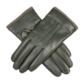 Women’s Three-Point Wool-Lined Leather Gloves with Knitted Cuffs