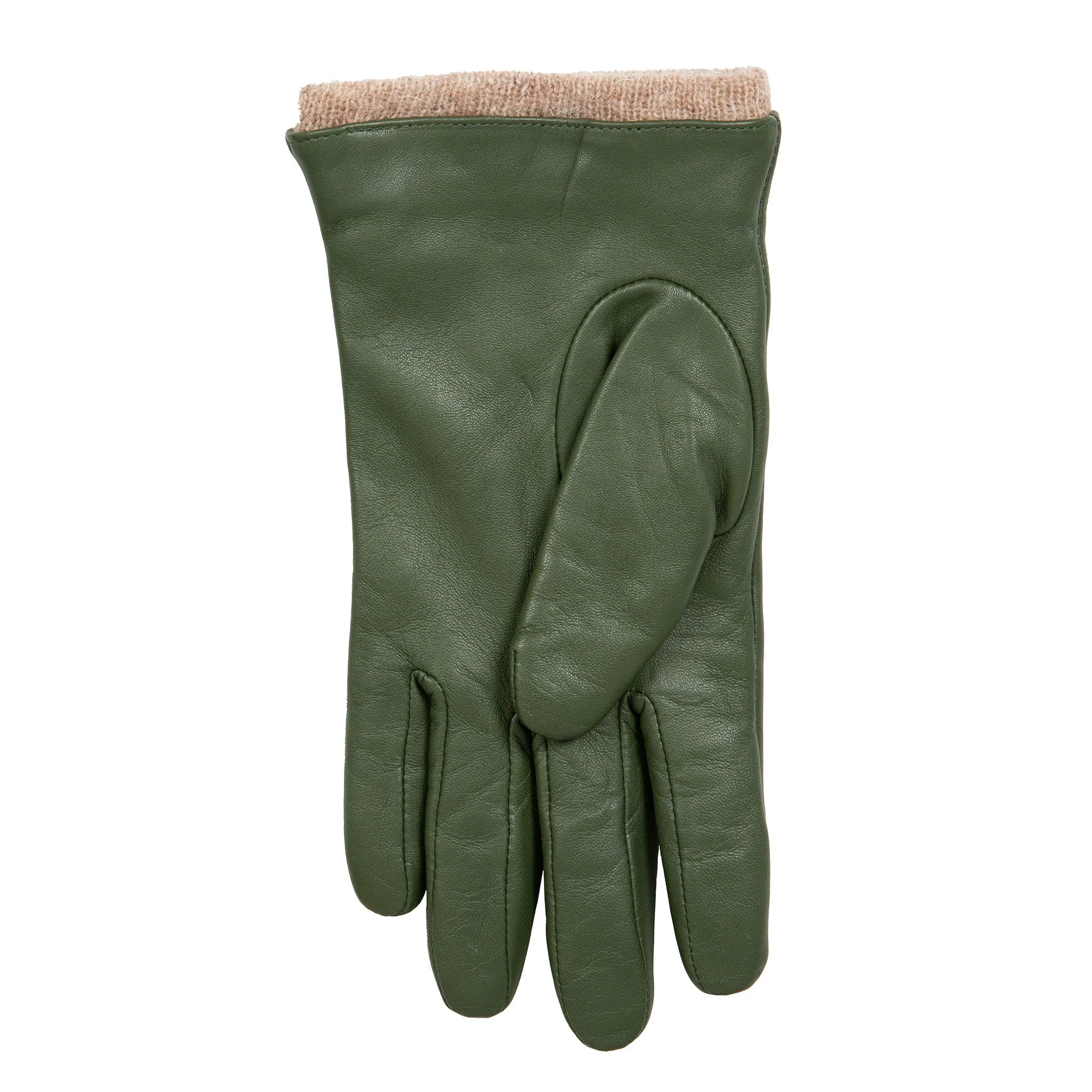 Women’s Three-Point Wool-Lined Leather Gloves with Knitted Cuffs