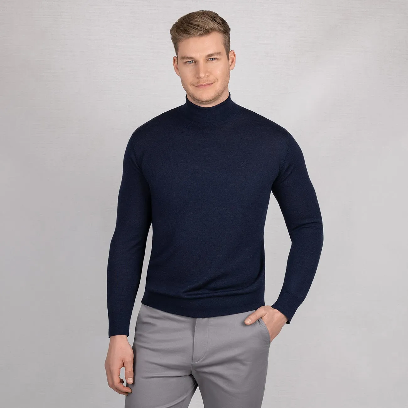 Wool Pullover Light Turtleneck Men