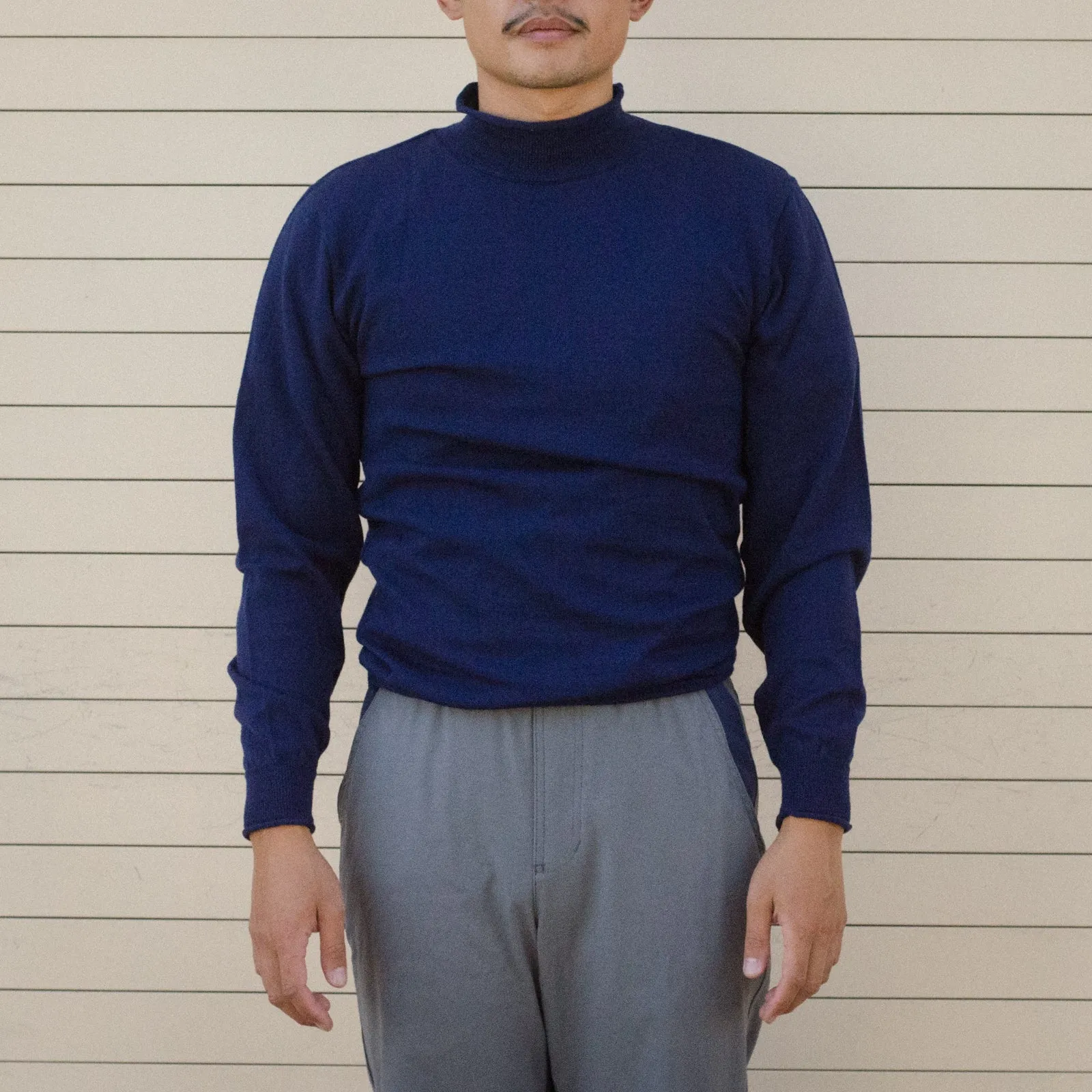 WoolyWarm Navy Blue Rollneck all merino sweater from England